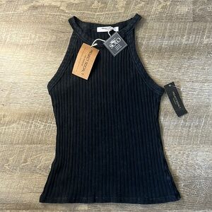 Project Social T Black Ribbed Tank Top